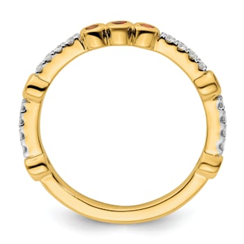 14K Yellow Gold Stackable Expressions Pink Tourmaline and Diamond Ring 0.185ctw