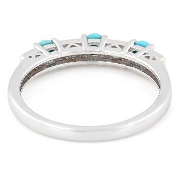 Turquoise And Lab-Grown Diamond Band Ring In Rhodium And 18K Gold Over
Sterling Silver 0.05ctw