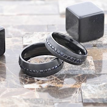 TALON Black Titanium Ring with Black Sapphires 8mm