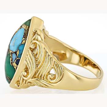 Mohave Turquoise Marquise Statement Ring In 18K Gold Over Sterling Silver