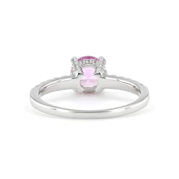Lab Created Pink Sapphire with White Topaz Accents Rhodium Over Sterling
Silver Ring