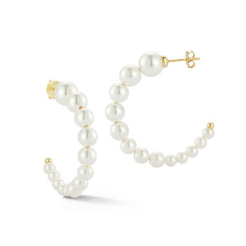 Rachel Zoe Freshwater Pearl Graduated Hoop Earrings in 14K Gold Over
Sterling Silver