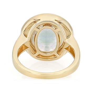 Round Mabe Pearl Solitaire Ring In 18K Gold Over Sterling Silver
