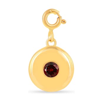 Round Garnet 18K Yellow Gold Over Sterling Silver Circle January
Birthstone Charm