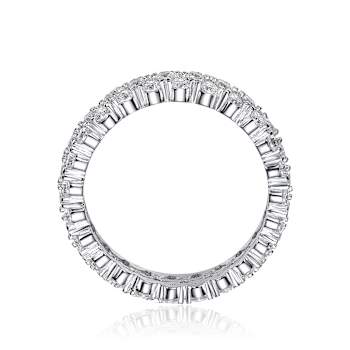 Curved CZ Eternity Band Ring In Sterling Silver