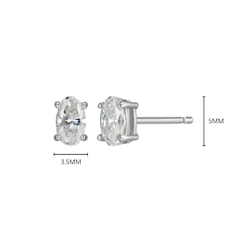 Oval Moissanite Platineve Stud Earrings 0.52ctw DEW