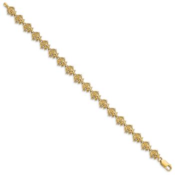 14k Yellow Gold Textured Frog Link Bracelet