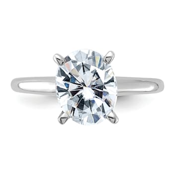 Rhodium Over 14K White Gold 3 ct. G H I True Light Oval Moissanite
Solitaire Ring