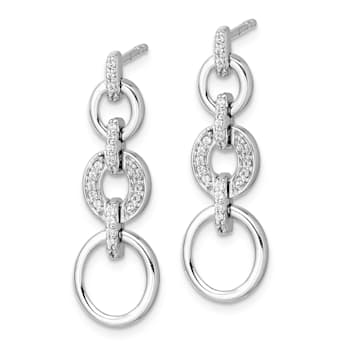 Rhodium Over 14K White Gold Lab Grown Diamond Fancy Dangle Earrings
