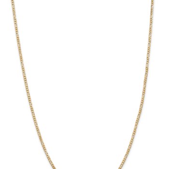 14k Yellow Gold 2.25mm Solid Flat Figaro 30 Inch Chain