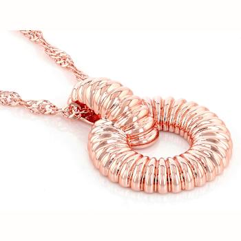 Copper Ribbed Texture Pendant Necklace