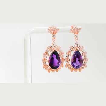 Amethyst and CZ 6.95 Ctw Pear 18K Rose Gold Over Sterling Silver Center
Design Earrings Jewelry
