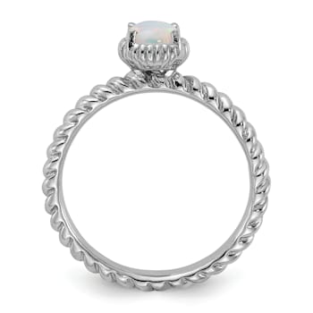 Sterling Silver Stackable Expressions Lab Created Opal Ring