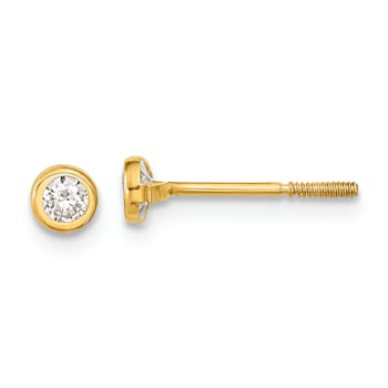 14K Yellow Gold Yellow Gold Polished Cubic Zirconia Bezel Post Earrings