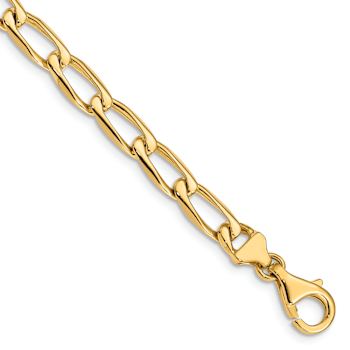14k Yellow Gold 5.9mm Hand-polished Fancy Open Link Bracelet