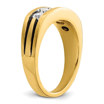 14K Yellow Gold Lab Grown Diamond SI1/SI2, G H I, Black Rhodium Men's Ring