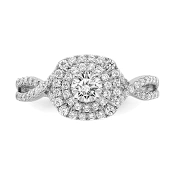 Rhodium Over 14K White Gold Lab Grown Diamond Double Halo Engagement
Ring 0.74ctw