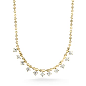 Rachel Zoe White CZ Charm Bead Chain Necklace in 14K Gold Over Sterling Silver