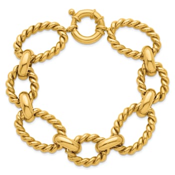 14K Yellow Gold Mixed Twisted Link 8-inch Bracelet