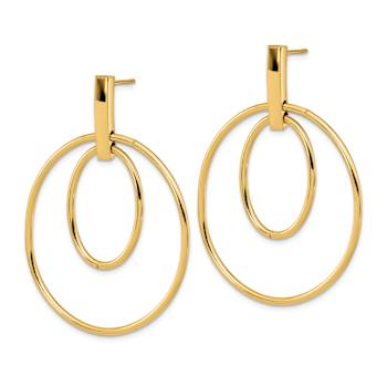 14k Yellow Gold Polished Circle Dangle Earrings