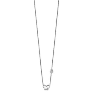 Rhodium Over Sterling Silver Cubic Zirconia and Butterfly with 2-inch
Extension Children's Necklace
