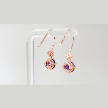 Amethyst and CZ 1.59 Ctw Round 18K Rose Gold Over Sterling Silver Drop
Earrings Jewelry.