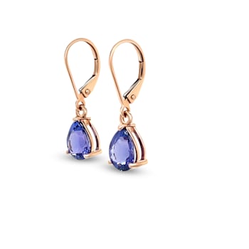 14K Rose Gold 9x7mm Pear Shape Tanzanite Earrings 3.34ctw