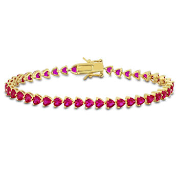 Created Ruby 18K Yellow Gold Over Sterling Silver Bracelet 12.3ctw
