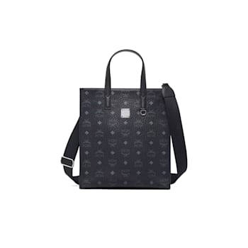 MCM Small Aren Tote in Visetos Black Handbag