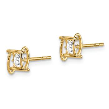 14k Yellow Gold Children's Cubic Zirconia 5.2mm Square Stud Earrings