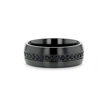 TALON Black Titanium Ring with Black Sapphires 8mm