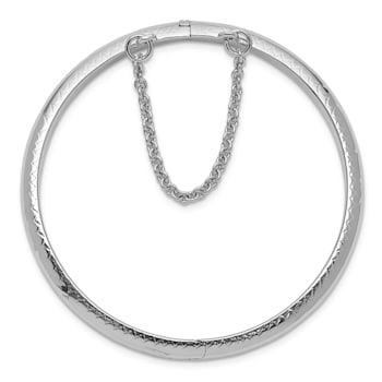 Rhodium Over Sterling Silver Polished and Diamond-cut 4mm with Safety
Hinged Children's Bangle