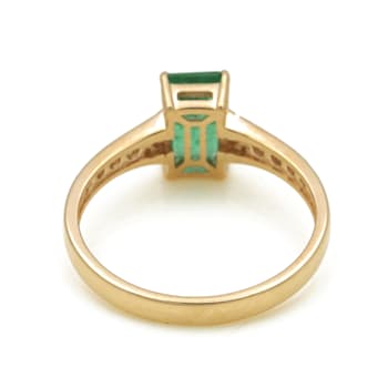 1.19 Ctw Emerald with 0.16 Ctw Diamond Ring in 14K YG