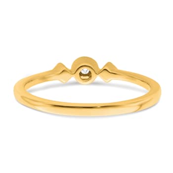 14K Yellow Gold Petite Beaded Edge Cushion Diamond Ring 0.10ctw