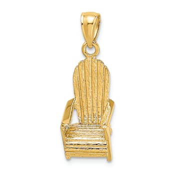 14k Yellow Gold 3D Textured Beach Chair Charm