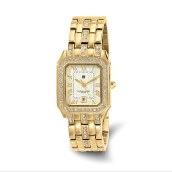 Charles Hubert Ladies IP Plated Stainless 26x32.5mm Crystal Bezel Watch