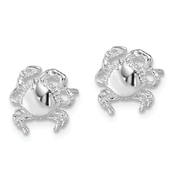 Rhodium Over Sterling Silver Polished Crab Post Earrings