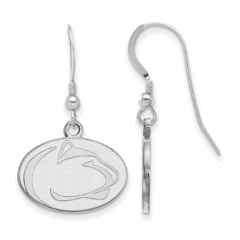 Rhodium Over Sterling Silver  LogoArt Penn State University Small Dangle Earrings