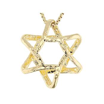 Star Of David Pendant Necklace In 14K Gold Over Sterling Silver