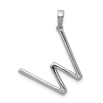 Rhodium Over 14K White Gold Diamond Letter W Initial Pendant