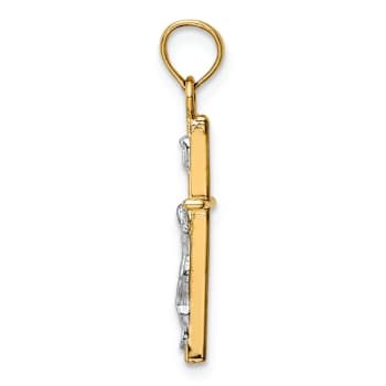14k Two-tone Gold INRI Crucifix Pendant