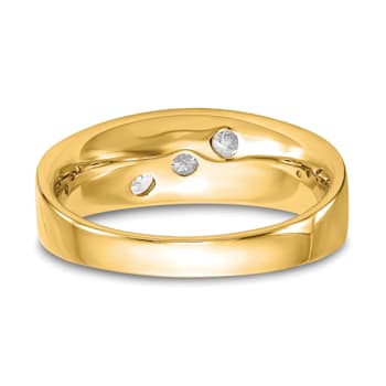 14K Yellow Gold Lab Grown Diamond SI1/SI2, G H I, Men's 3-stone Band