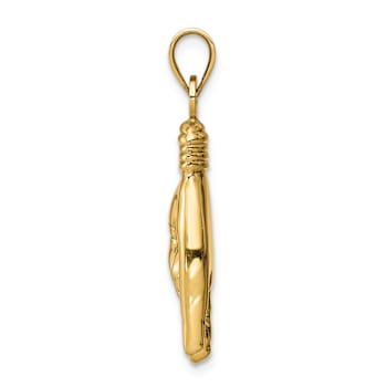 14k Yellow Gold 3D Textured Rock On Sign Charm