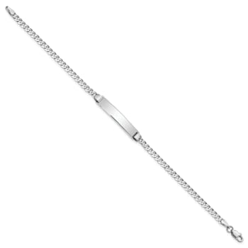 Rhodium Over 14k White Gold Flat Curb Link ID Bracelet