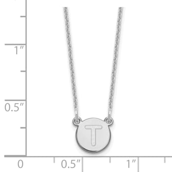 Rhodium Over 14k White Gold Tiny Circle Block Letter T Initial Pendant
Cable Link 18 Inch Necklace