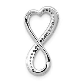 Rhodium Over 14K White Gold Diamond Freeform Heart Infinity Chain Slide Pendant