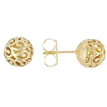 Filigree Stud Earrings In 18K Gold Over Sterling Silver