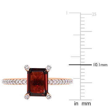 Garnet and Diamond 10K Rose Gold Ring 2.23ctw