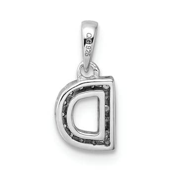 14K White Gold Diamond Letter D Initial with Bail Pendant