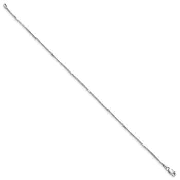 Rhodium Over 10k White Gold Box Link Anklet